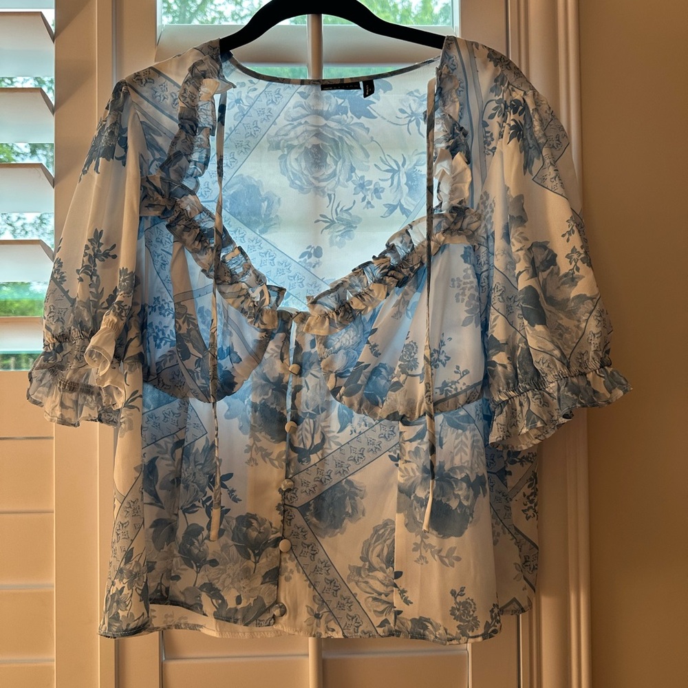 Blue Toile Blouse